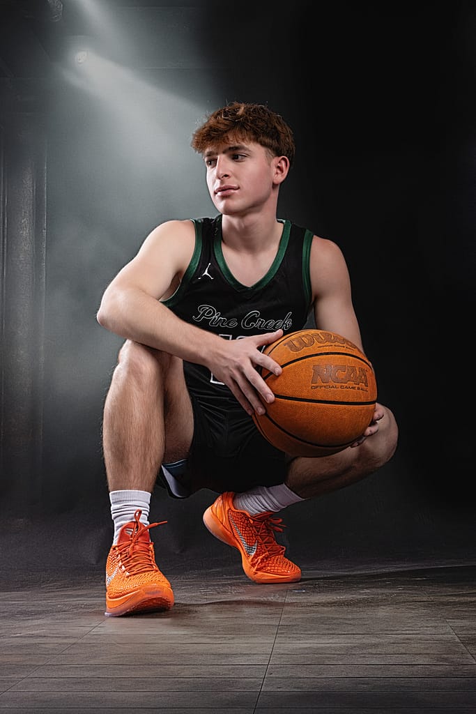 Basketball senior portrait studio Pine Creek High School