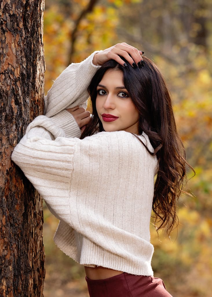 Senior Portrait in Fall woods Colorado Springs